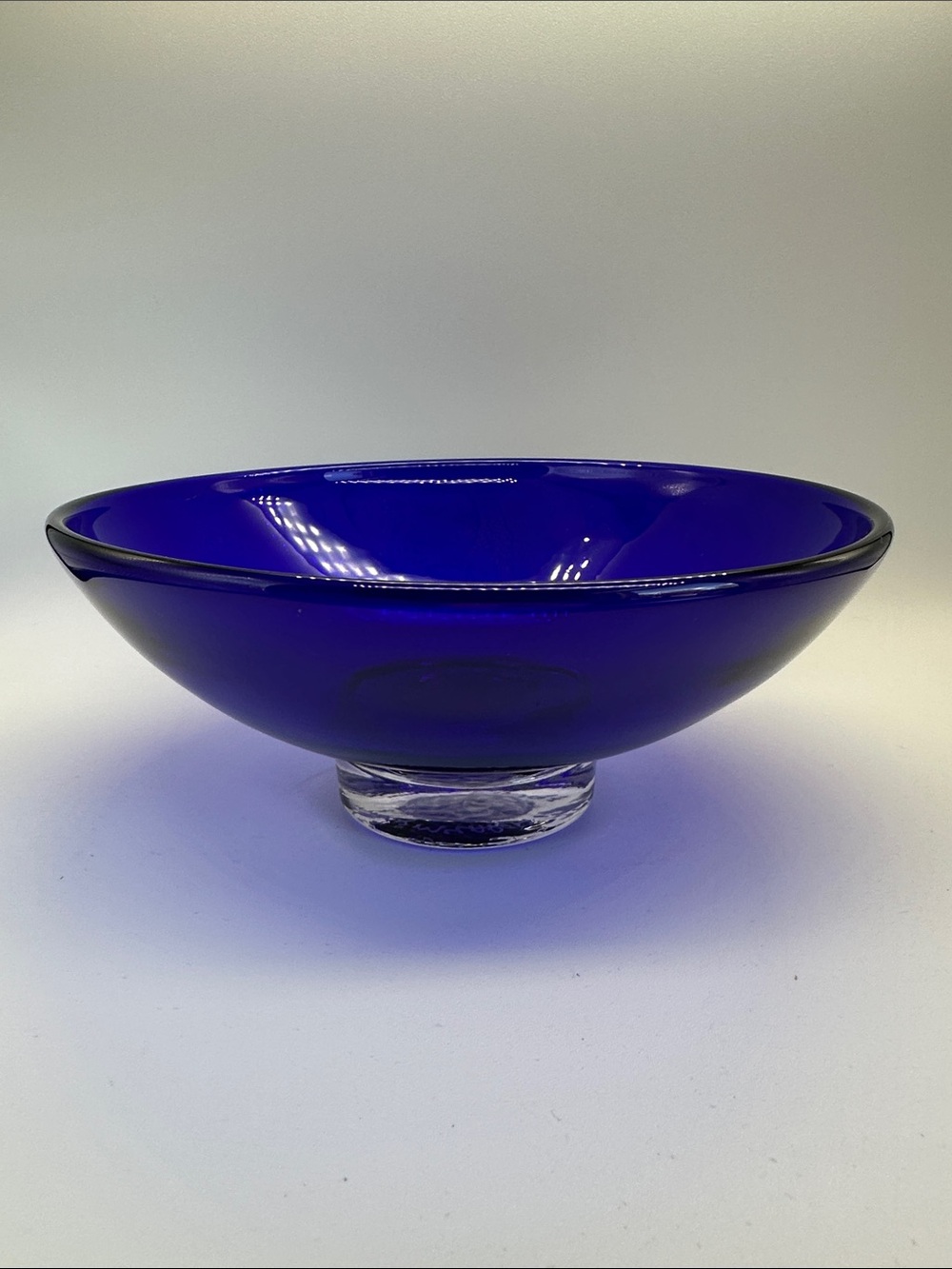Cobalt Blue Glass console Bowl hand blown signed